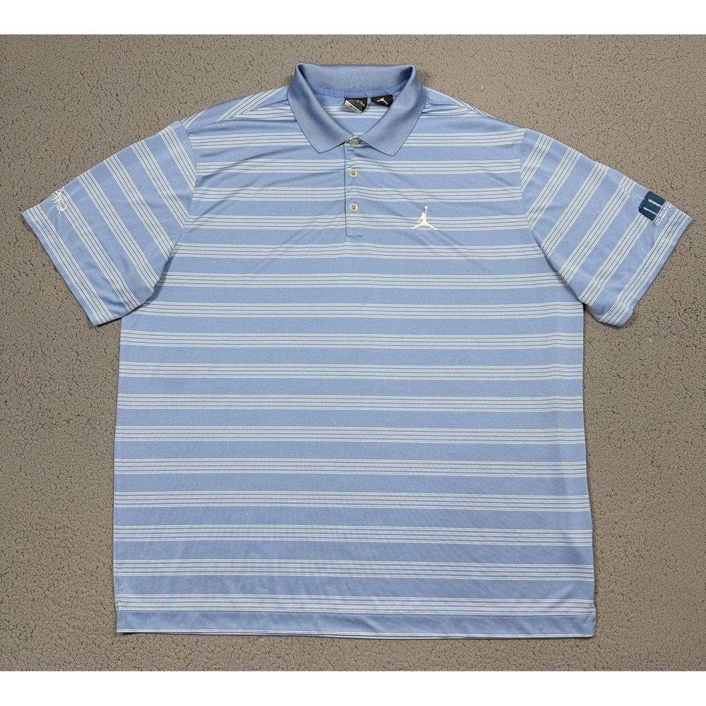 Jordan Dri-FIT Polo Shirt Mens 2XL Blue Stripe Michael Jordan Golf 509459-420